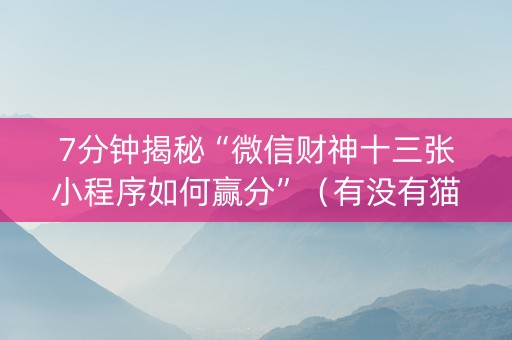 7分钟揭秘“微信财神十三张小程序如何赢分”（有没有猫腻)