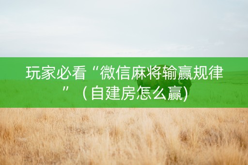 玩家必看“微信麻将输赢规律”（自建房怎么赢)