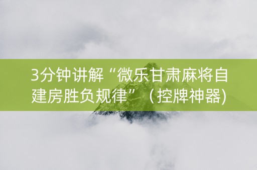 3分钟讲解“微乐甘肃麻将自建房胜负规律”（控牌神器)