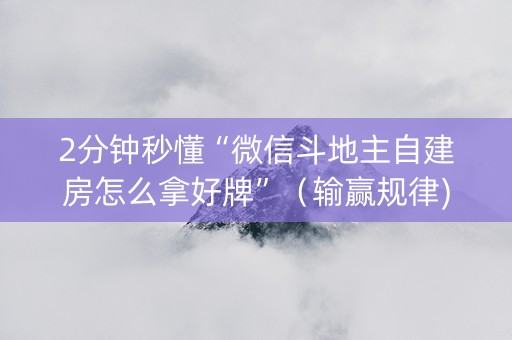 2分钟秒懂“微信斗地主自建房怎么拿好牌”（输赢规律)
