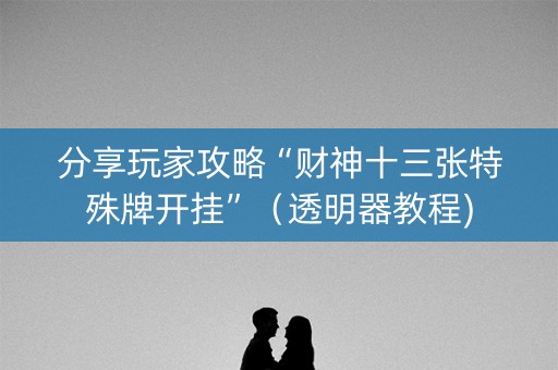 分享玩家攻略“财神十三张特殊牌开挂”（透明器教程)