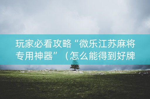 玩家必看攻略“微乐江苏麻将专用神器”（怎么能得到好牌)