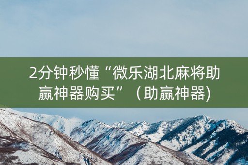 2分钟秒懂“微乐湖北麻将助赢神器购买”（助赢神器)