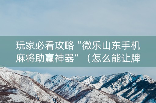 玩家必看攻略“微乐山东手机麻将助赢神器”（怎么能让牌好一点)