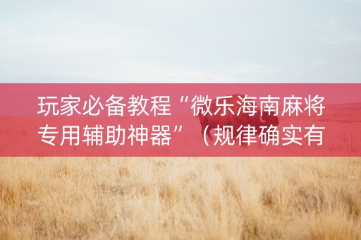 玩家必备教程“微乐海南麻将专用辅助神器”（规律确实有挂)
