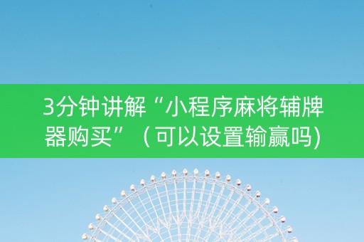 3分钟讲解“小程序麻将辅牌器购买”（可以设置输赢吗)