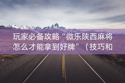 玩家必备攻略“微乐陕西麻将怎么才能拿到好牌”（技巧和打好牌方法)