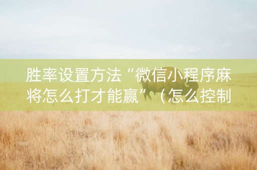 胜率设置方法“微信小程序麻将怎么打才能赢”（怎么控制输赢)