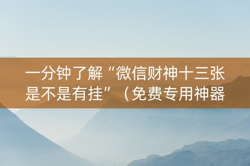 一分钟了解“微信财神十三张是不是有挂”（免费专用神器)