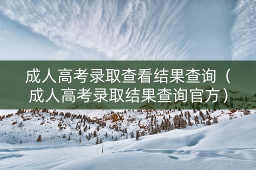 成人高考录取查看结果查询（成人高考录取结果查询官方）