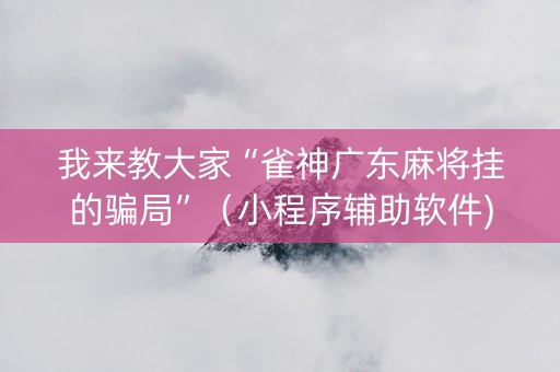 我来教大家“雀神广东麻将挂的骗局”（小程序辅助软件)