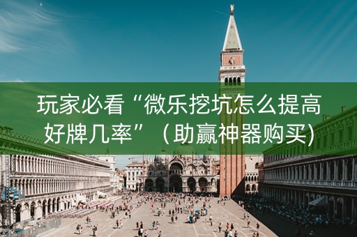 玩家必看“微乐挖坑怎么提高好牌几率”（助赢神器购买)