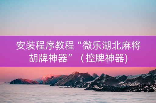 安装程序教程“微乐湖北麻将胡牌神器”（控牌神器)