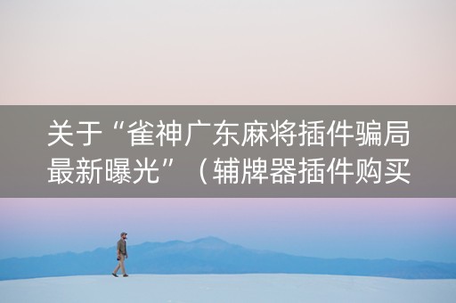 关于“雀神广东麻将插件骗局最新曝光”（辅牌器插件购买)