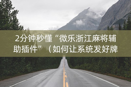 2分钟秒懂“微乐浙江麻将辅助插件”（如何让系统发好牌)