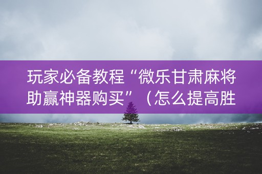 玩家必备教程“微乐甘肃麻将助赢神器购买”（怎么提高胜率)