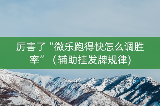 厉害了“微乐跑得快怎么调胜率”（辅助挂发牌规律)