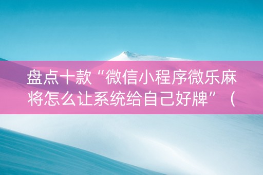 盘点十款“微信小程序微乐麻将怎么让系统给自己好牌”（外辅工具)