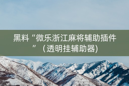黑料“微乐浙江麻将辅助插件”（透明挂辅助器)