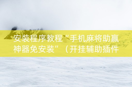 安装程序教程“手机麻将助赢神器免安装”（开挂辅助插件)