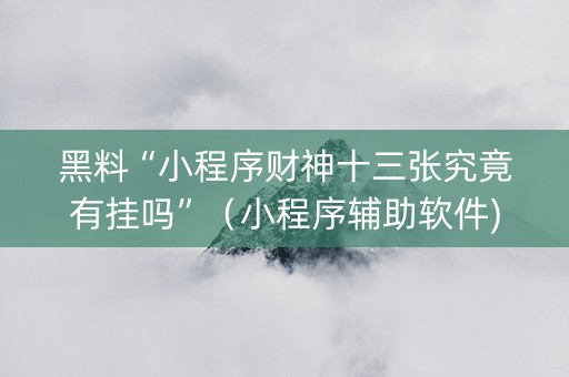 黑料“小程序财神十三张究竟有挂吗”（小程序辅助软件)