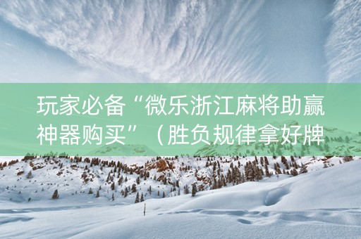玩家必备“微乐浙江麻将助赢神器购买”（胜负规律拿好牌)
