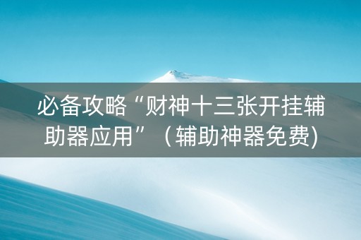 必备攻略“财神十三张开挂辅助器应用”（辅助神器免费)