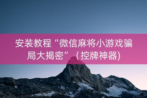 安装教程“微信麻将小游戏骗局大揭密”（控牌神器)