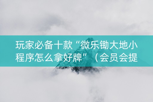 玩家必备十款“微乐锄大地小程序怎么拿好牌”（会员会提高胜率吗)