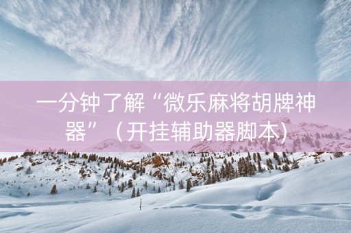 一分钟了解“微乐麻将胡牌神器”（开挂辅助器脚本)