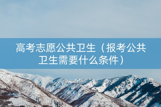 高考志愿公共卫生（报考公共卫生需要什么条件）