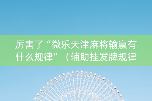 厉害了“微乐天津麻将输赢有什么规律”（辅助挂发牌规律)