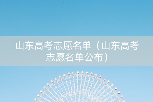 山东高考志愿名单（山东高考志愿名单公布）