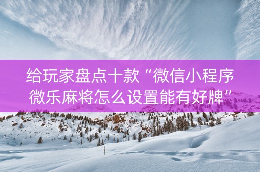 给玩家盘点十款“微信小程序微乐麻将怎么设置能有好牌”（专用神器下载)