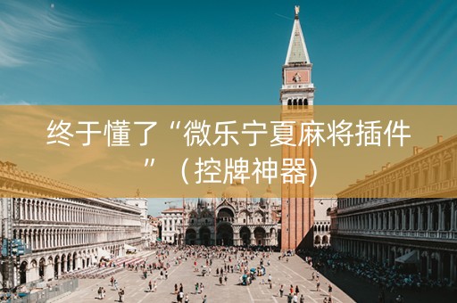 终于懂了“微乐宁夏麻将插件”（控牌神器)