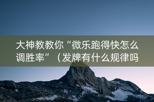 大神教教你“微乐跑得快怎么调胜率”（发牌有什么规律吗)