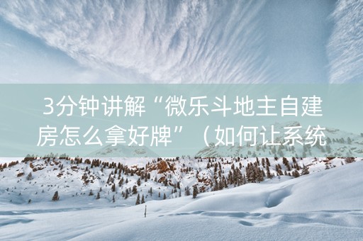 3分钟讲解“微乐斗地主自建房怎么拿好牌”（如何让系统发好牌)