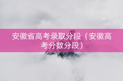 安徽省高考录取分段（安徽高考分数分段）