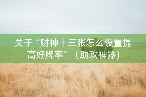 关于“财神十三张怎么设置提高好牌率”（助攻神器)