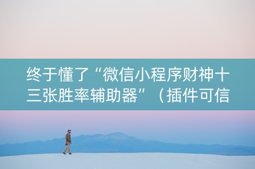 终于懂了“微信小程序财神十三张胜率辅助器”（插件可信吗)