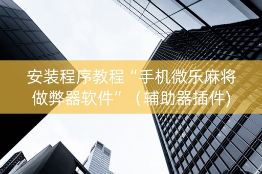 安装程序教程“手机微乐麻将做弊器软件”（辅助器插件)
