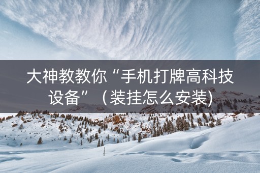 大神教教你“手机打牌高科技设备”（装挂怎么安装)