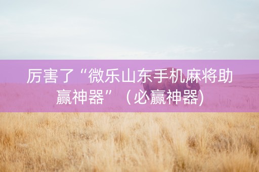 厉害了“微乐山东手机麻将助赢神器”（必赢神器)