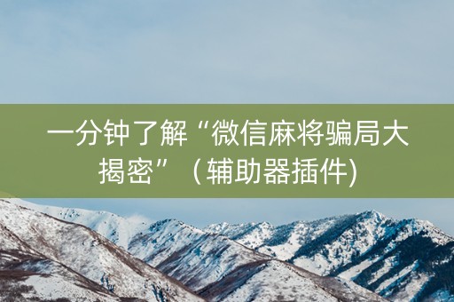 一分钟了解“微信麻将骗局大揭密”（辅助器插件)