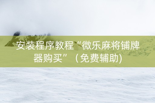 安装程序教程“微乐麻将铺牌器购买”（免费辅助)