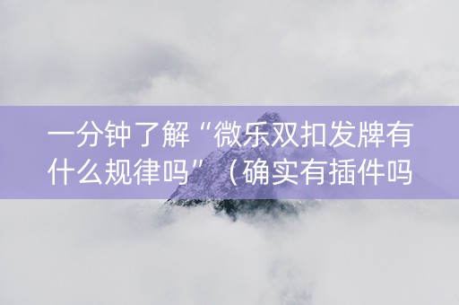 一分钟了解“微乐双扣发牌有什么规律吗”（确实有插件吗)