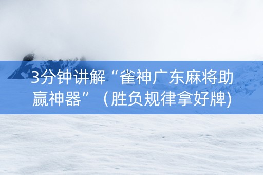 3分钟讲解“雀神广东麻将助赢神器”（胜负规律拿好牌)