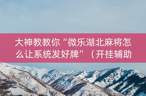 大神教教你“微乐湖北麻将怎么让系统发好牌”（开挂辅助器插件)