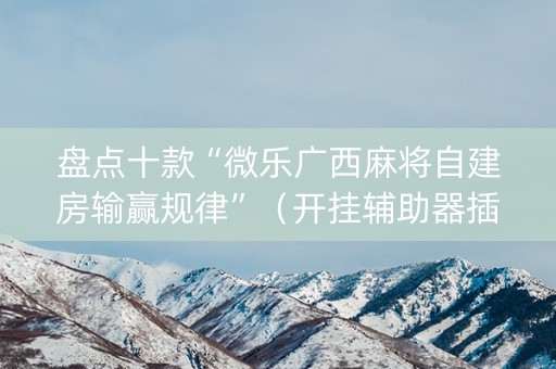 盘点十款“微乐广西麻将自建房输赢规律”（开挂辅助器插件)