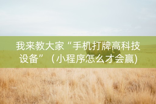 我来教大家“手机打牌高科技设备”（小程序怎么才会赢)